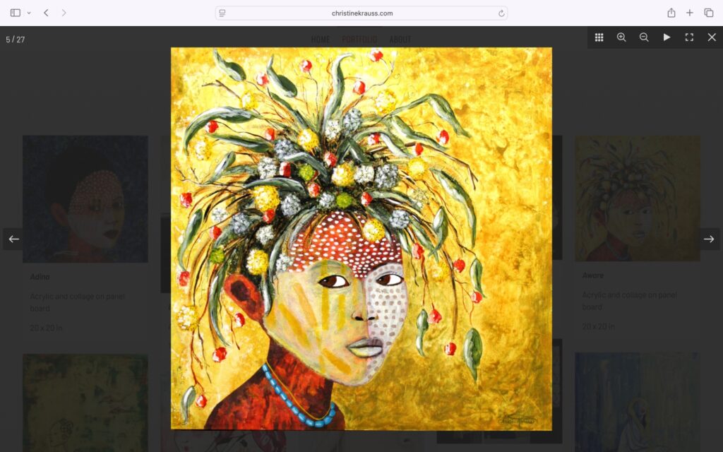 A piece of art viewed in a lightbox on the Portfolio page of ChristineKrauss.com viewed in a desktop browser