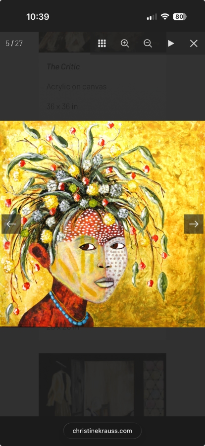 A piece of art viewed in a lightbox on the Portfolio page of ChristineKrauss.com viewed in a mobile browser